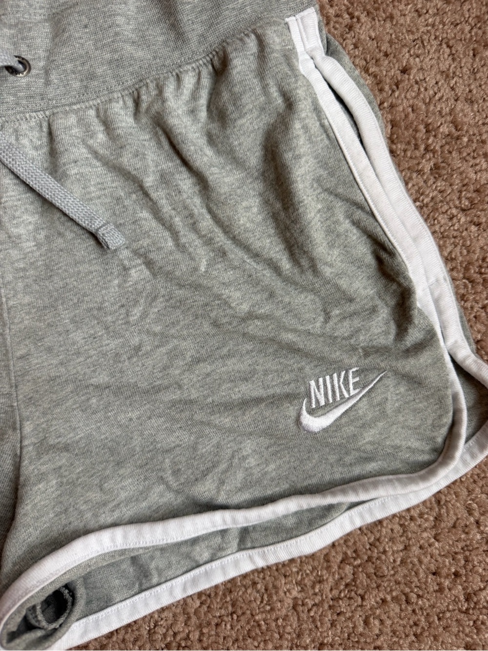 Nike Women's Heather Gray Athletic Shorts with White Trim